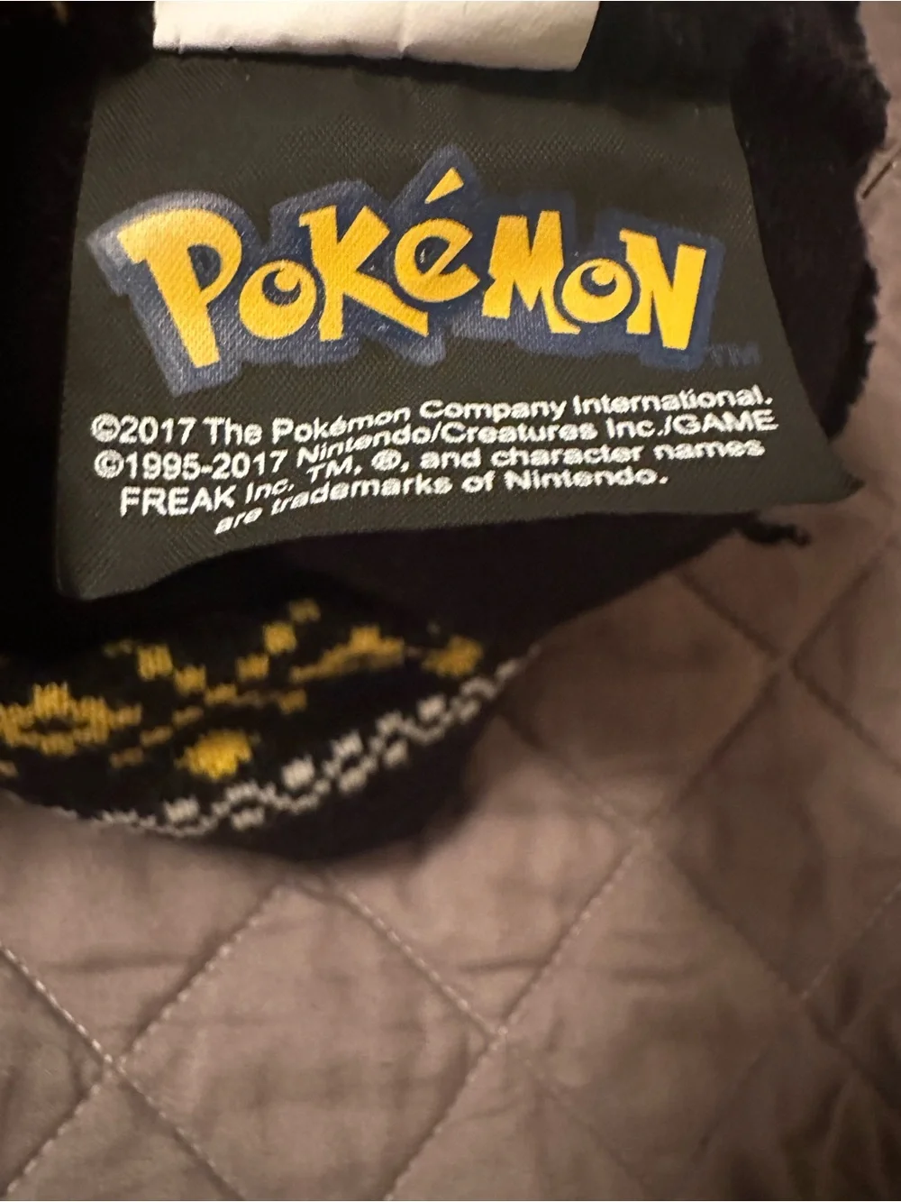 adidas Black and Yellow Kids Pom Beanie with Character Motif